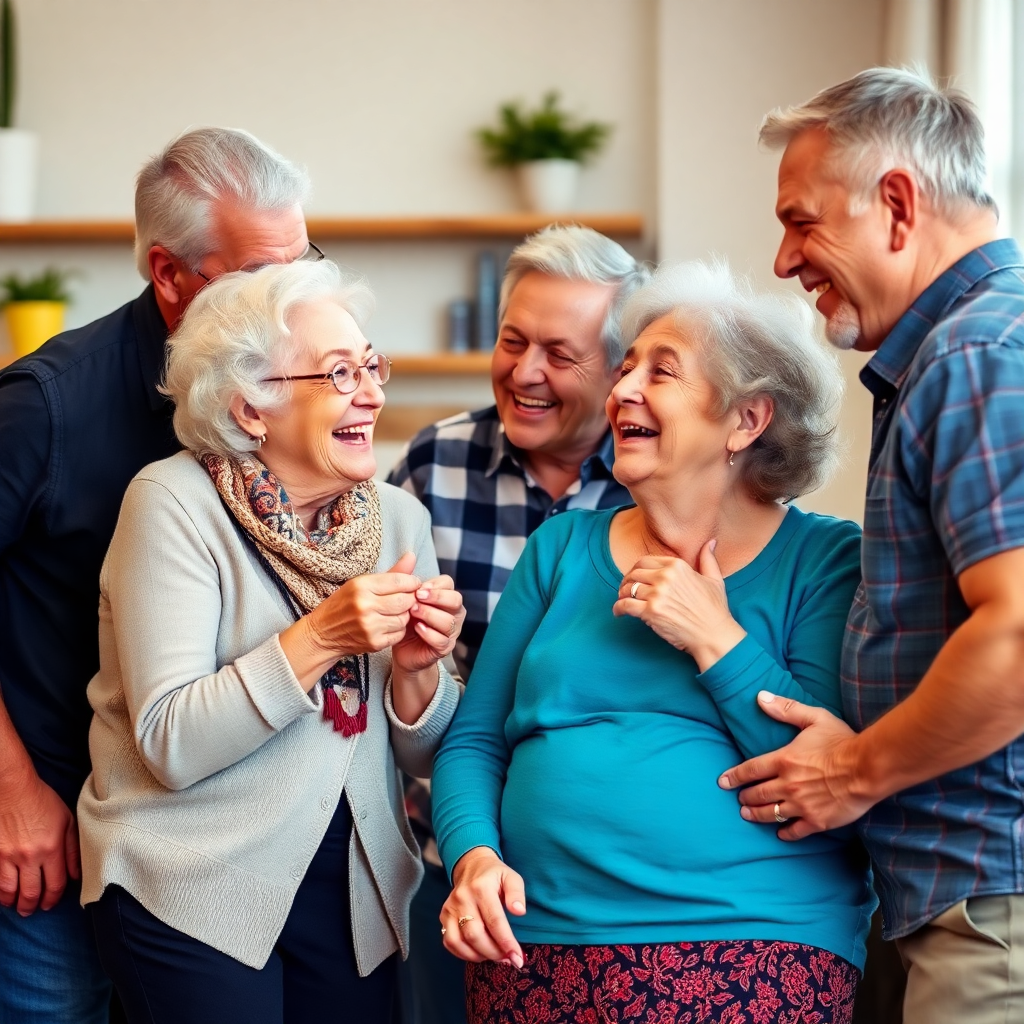 multi-generational family gathering, sharing stories and laughter